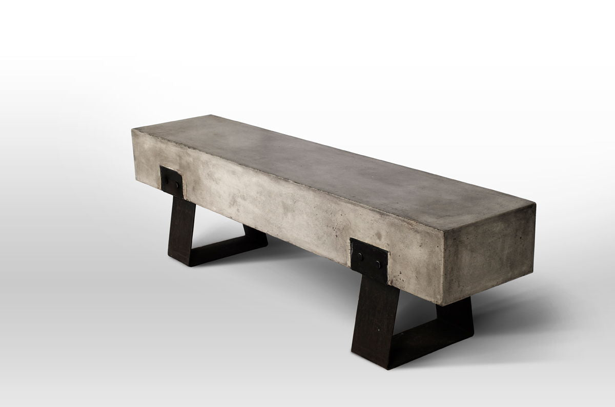 Metal And Concrete Indoor Outdoor Bench - Gray / Black