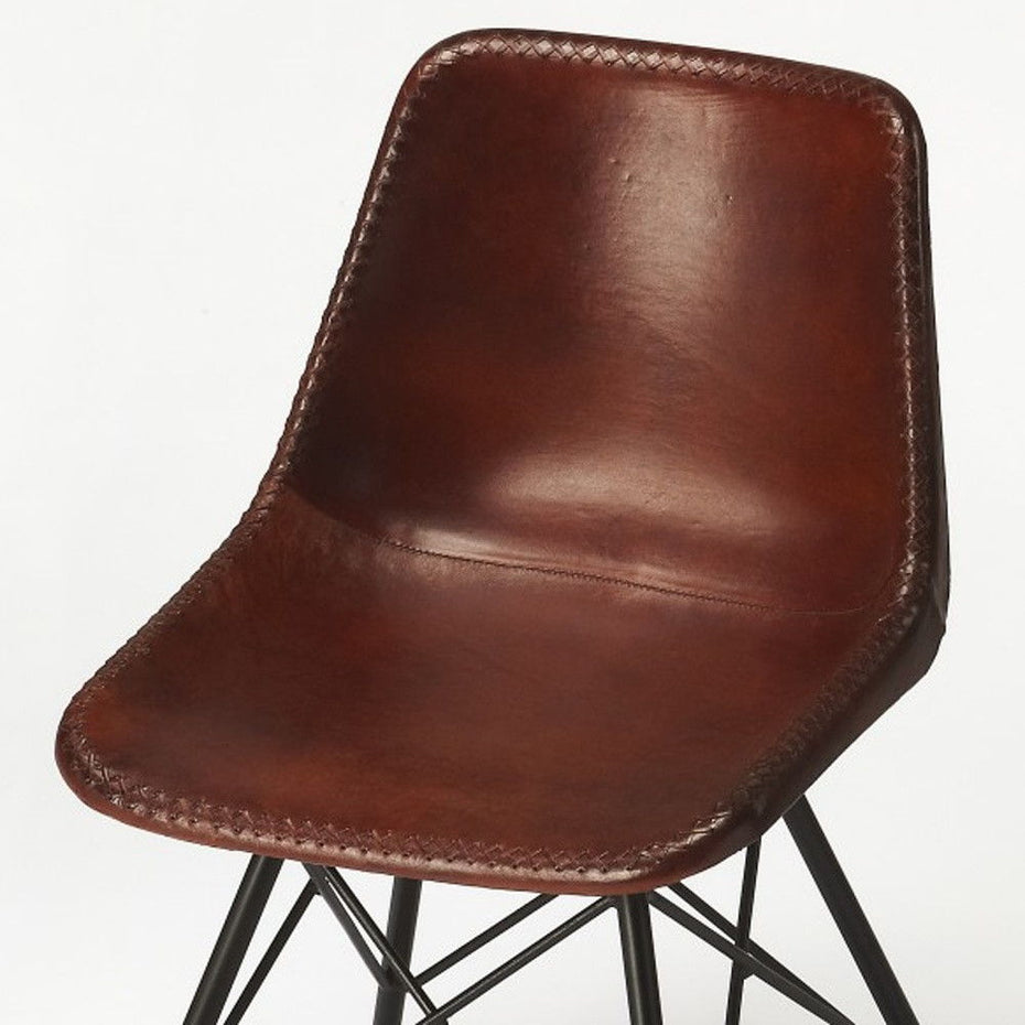 31.5" Faux Leather Side Chair - Brown / Black