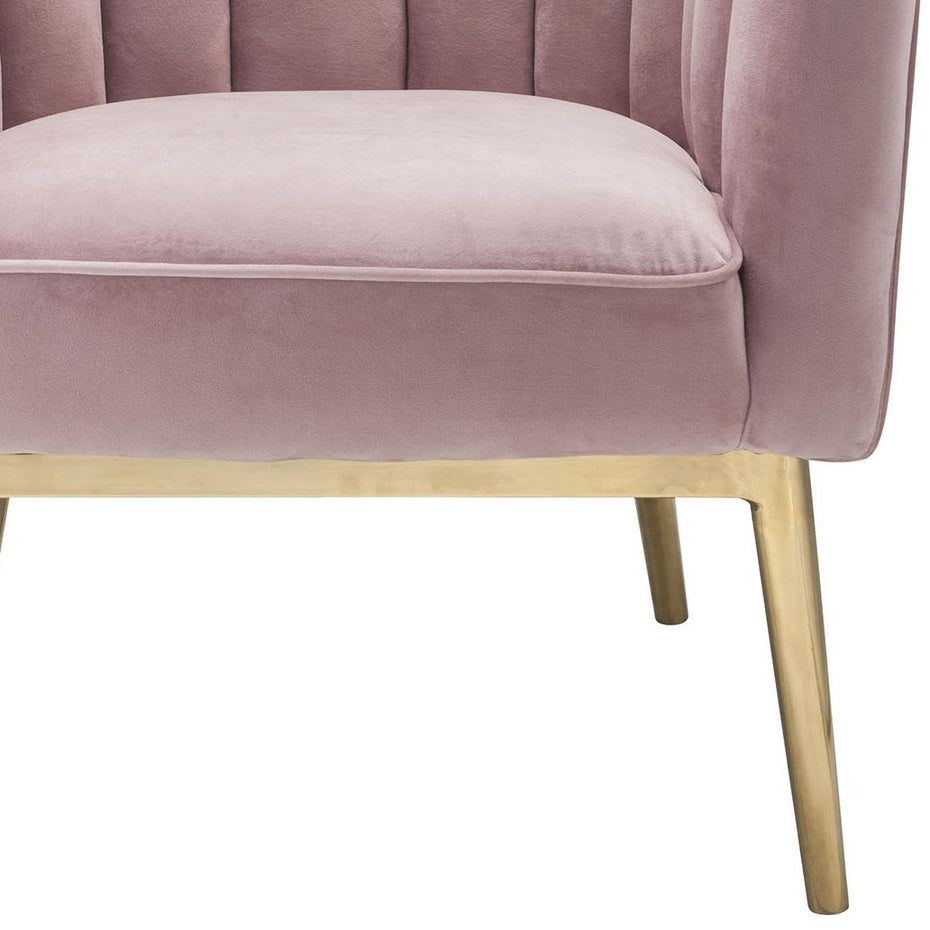 Colla - Blush Velvet Gold Accent Chair - Pink