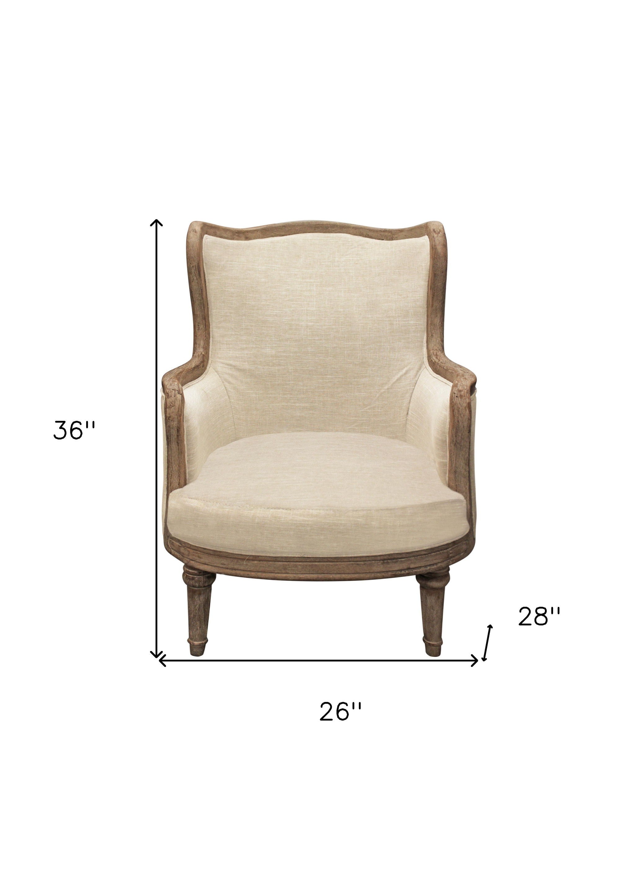 Linen And Natural Solid Color Arm Chair - Ivory