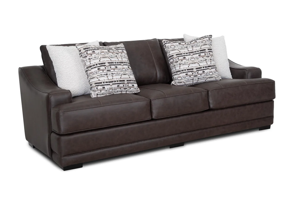 Transitional Dark Brown 2 Piece Sofa and Loveseat Set with Flared Arms & Reversible Cushions