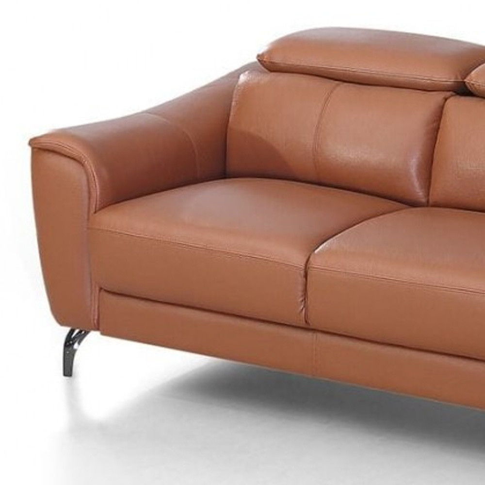 Urban Leather Adjustable Headrest Loveseat - Brown