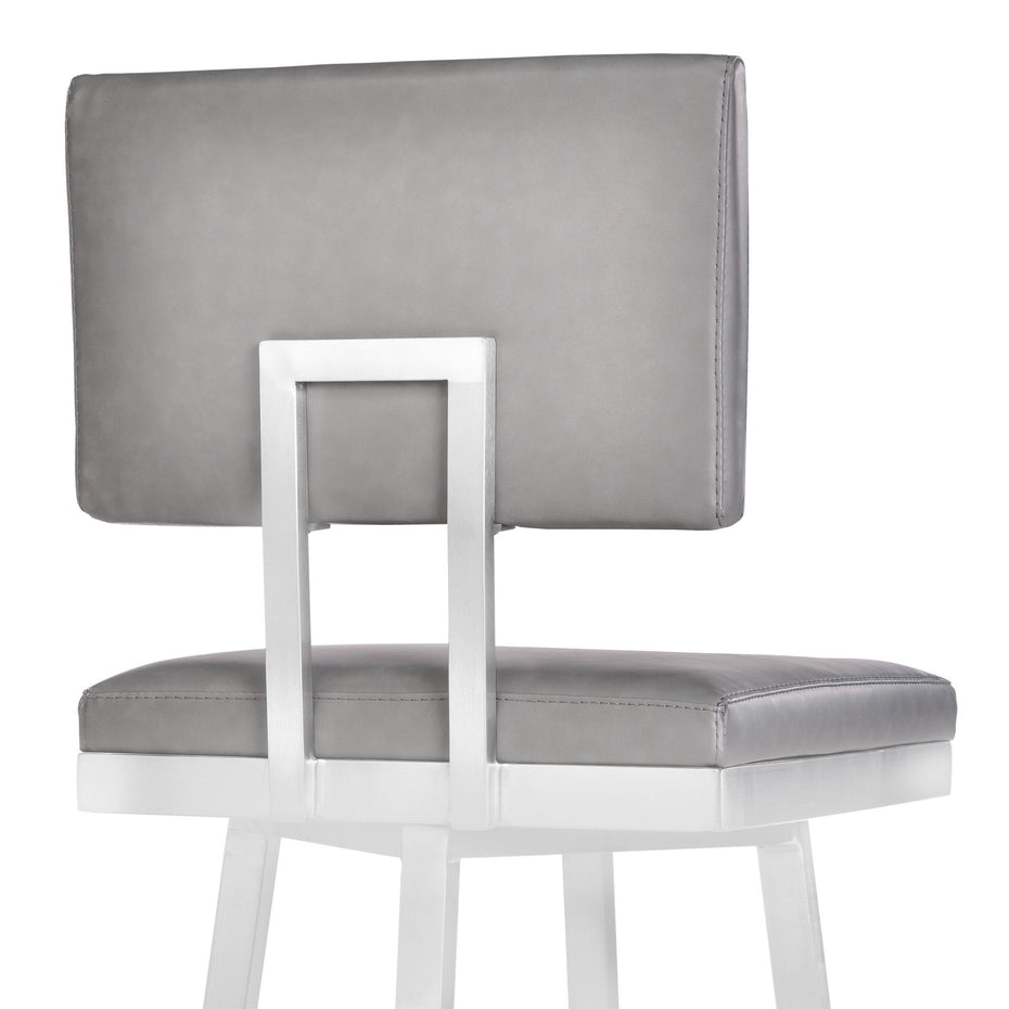 43.5" Swivel Bar Height Bar Chair - Gray / Silver