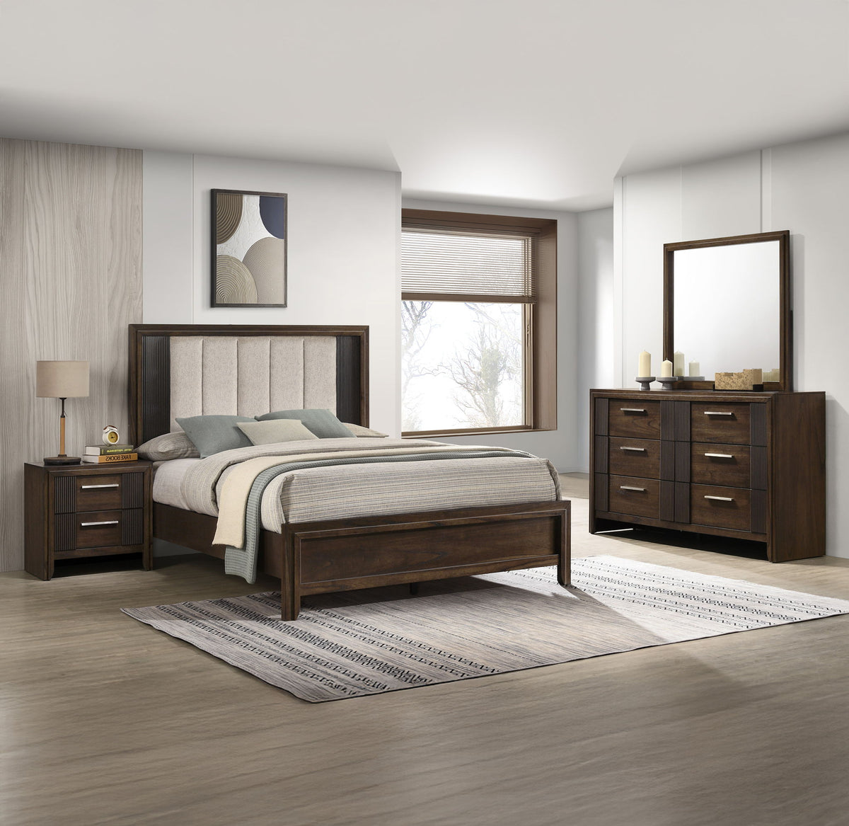 Carlton - Upholstered Bedroom Set Dark Brown by Crown Mark | Bel Furniture