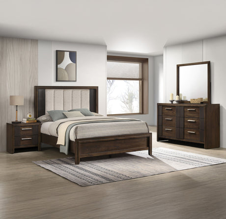 Carlton - Upholstered Bedroom Set Dark Brown by Crown Mark | Bel Furniture
