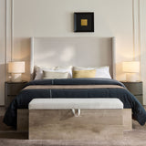 Shelton - Upholstered Flip Top Storage Bench - Ivory / Light Gray / Camel Oak