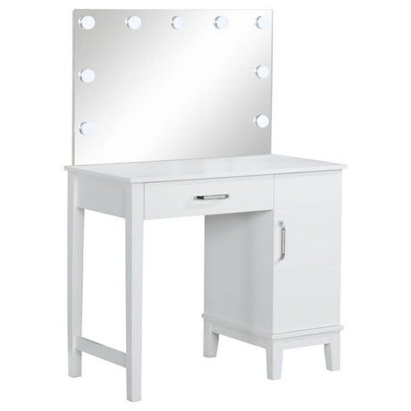 Elijah - Vanity Set With Lighting & Stool - White And Dark Gray by CoasterEveryday | Bel Furniture