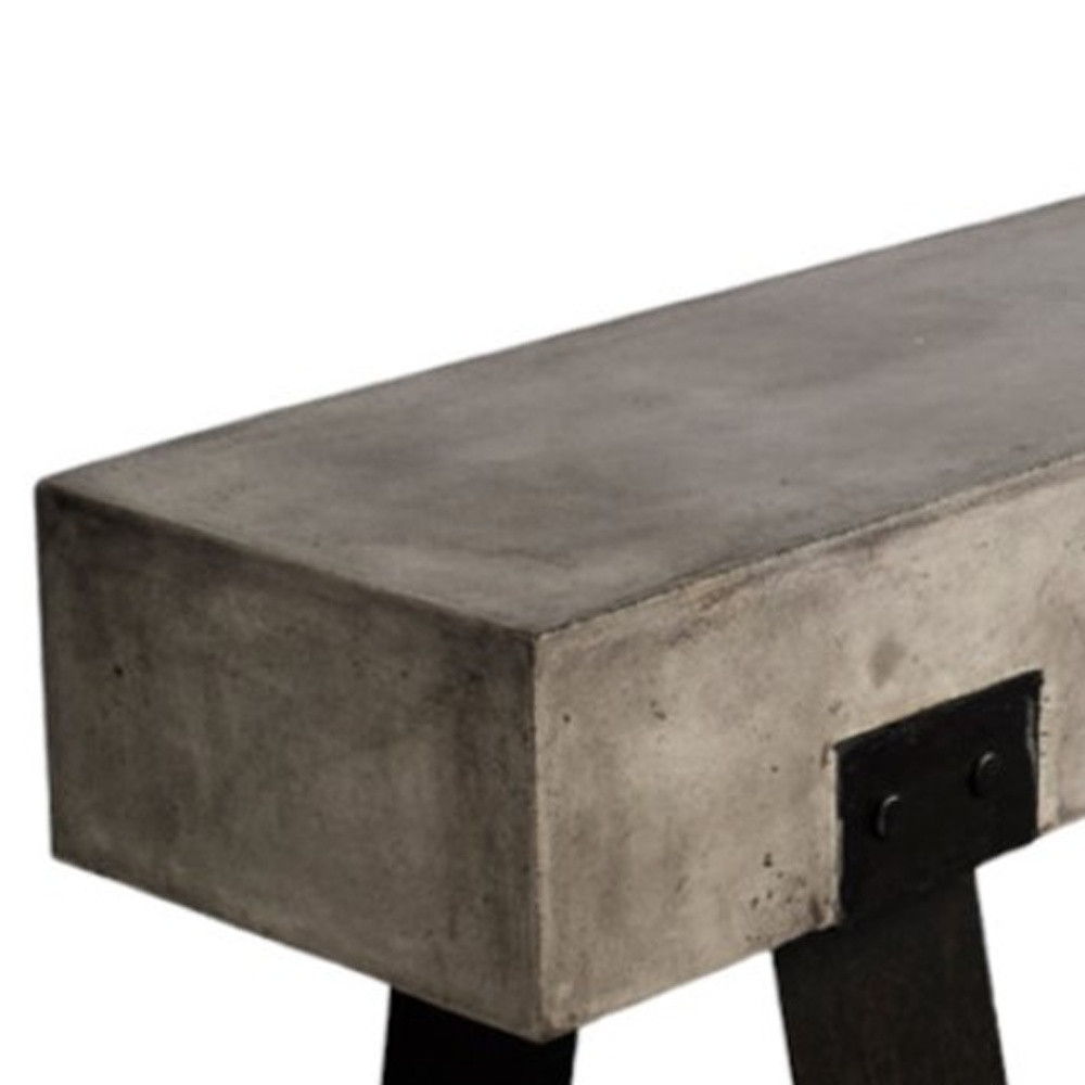 Metal And Concrete Indoor Outdoor Bench - Gray / Black