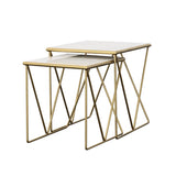 Bette - 2 Piece Marble Top Nesting Table Set - White And Gold by CoasterEssence | Bel Furniture