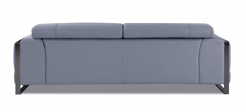 Italian Leather Sofa Silver Legs - Gray