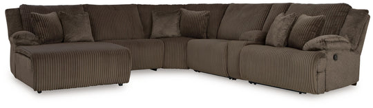 Top Tier - Reclining Sectional Dark Brown 6 Pc. Left Arm Facing Chaise Reclining Sectional by Signature Design by Ashley® | Bel Furniture