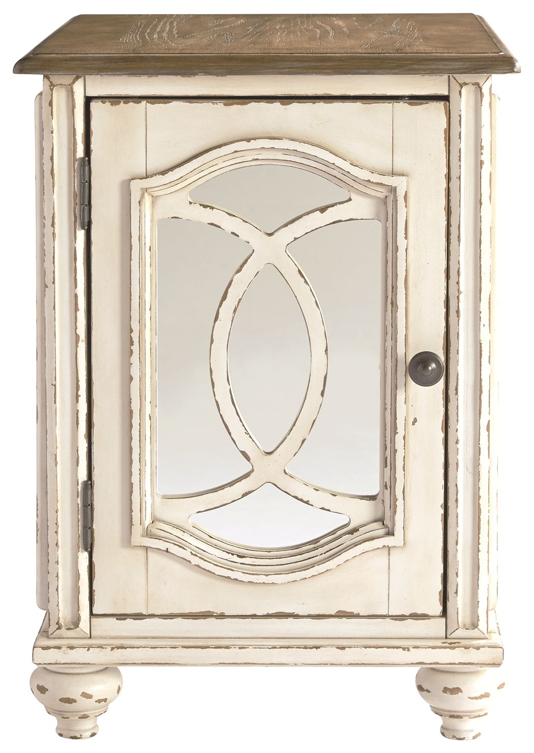Realyn - White / Brown - Chair Side End Table - Insert Mirror by Signature Design by Ashley® | Bel Furniture
