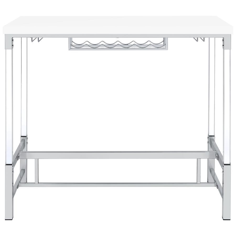 Norcrest - Acrylic Leg Bar Table - White High Gloss by Coaster Fine Furniture | Bel Furniture