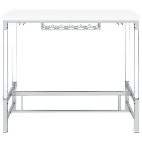 Norcrest - Acrylic Leg Bar Table - White High Gloss by Coaster Fine Furniture | Bel Furniture