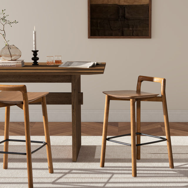 Sven - Modern Minimalist Low Back Counter Stool - Dark Brown Walnut by Jennifer Taylor Home | Bel Furniture