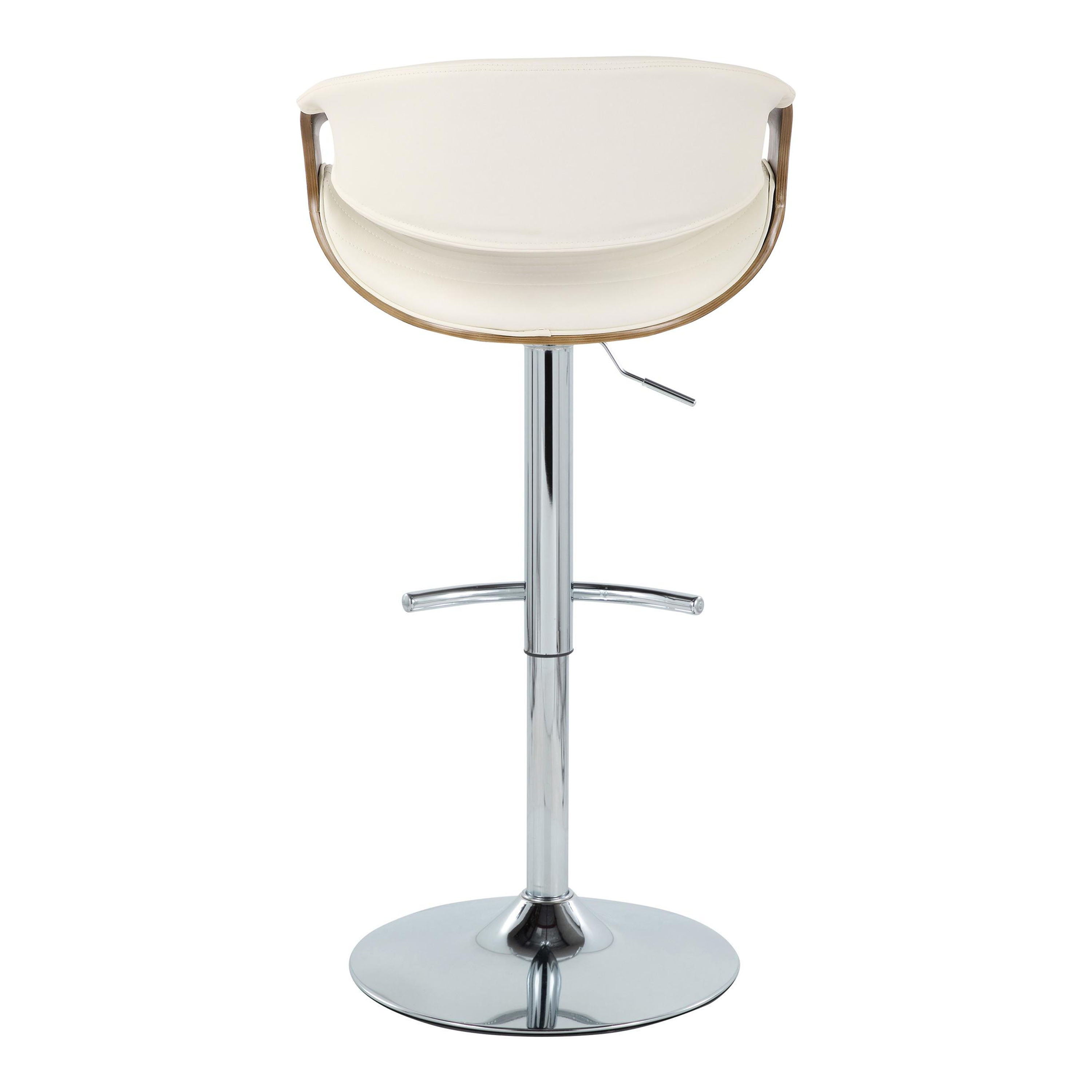 Symphony - Mid Century Modern Adjustable Barstool With Swivel & Rounded T Footrest (Set of 2)