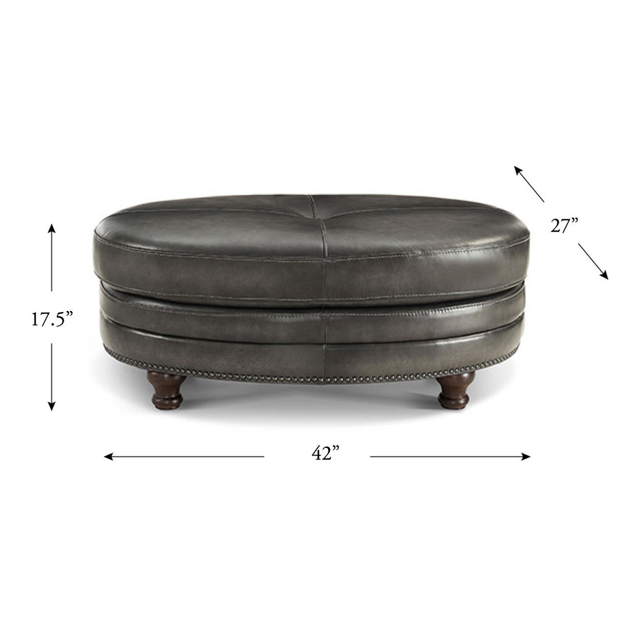 Belfast - Top Grain Leather Oval Ottoman by Hydeline Furniture | Bel Furniture