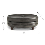 Belfast - Top Grain Leather Oval Ottoman by Hydeline Furniture | Bel Furniture