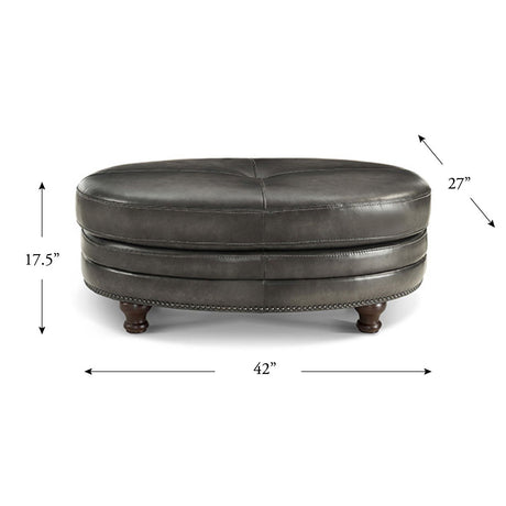 Belfast - Top Grain Leather Oval Ottoman by Hydeline Furniture | Bel Furniture