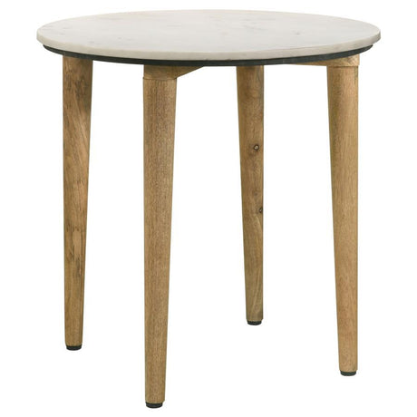 Aldis - Round Marble Top Table White End Tables by Coaster Fine Furniture | Bel Furniture