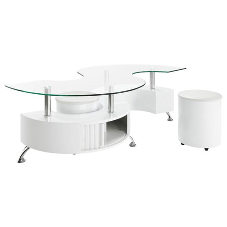 Buckley - 3 Piece Coffee Table And Stools Set White by Coaster Fine Furniture | Bel Furniture