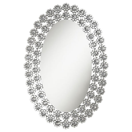 Colleen - Oval Wall Mirror - Silver by CoasterElevations | Bel Furniture