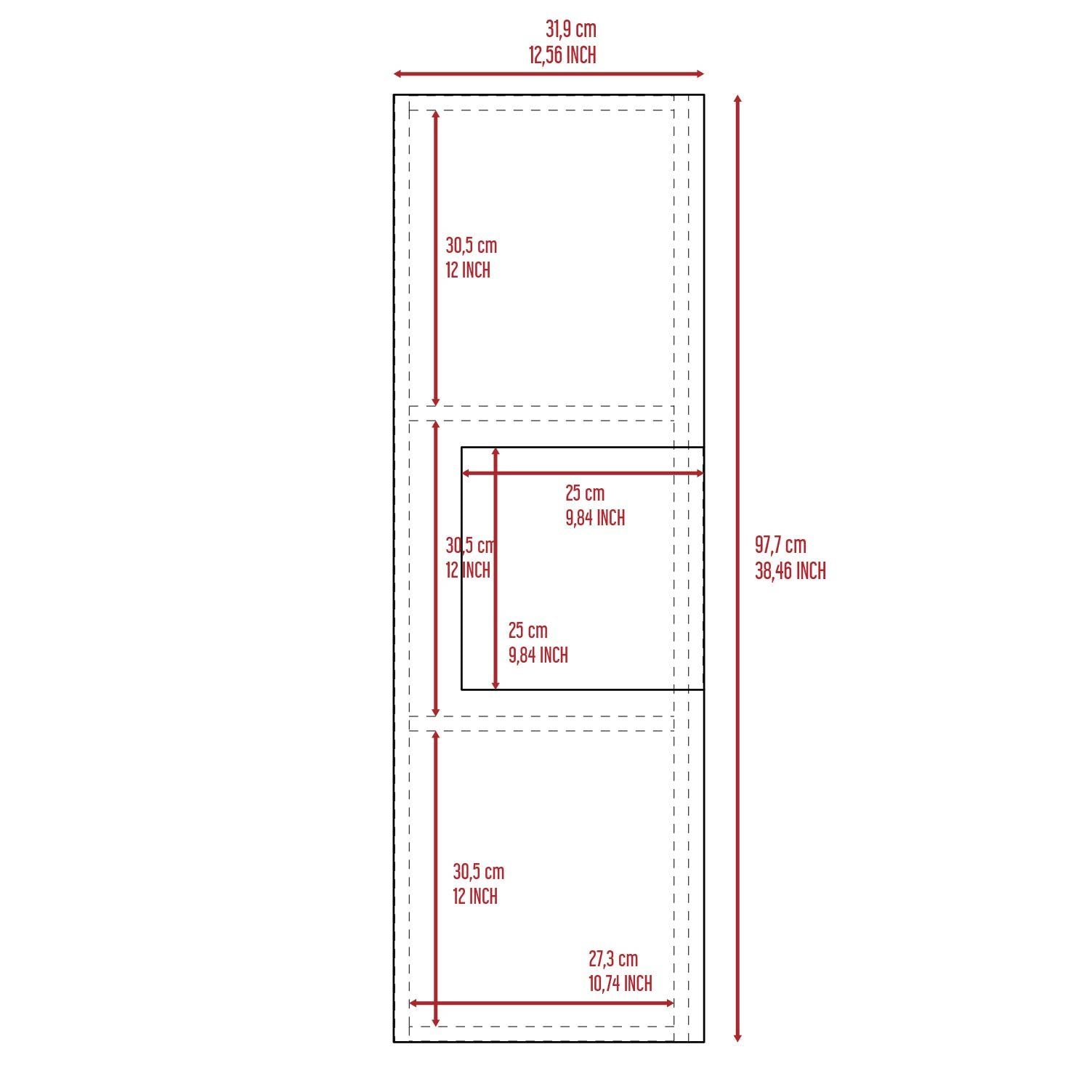 Medicine Single Door Cabinet, Three Shelves - Light Oak / White