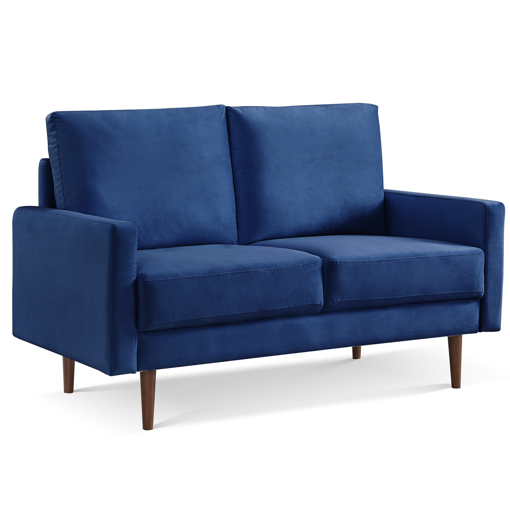 Velvet Loveseat - Blue / Dark Brown