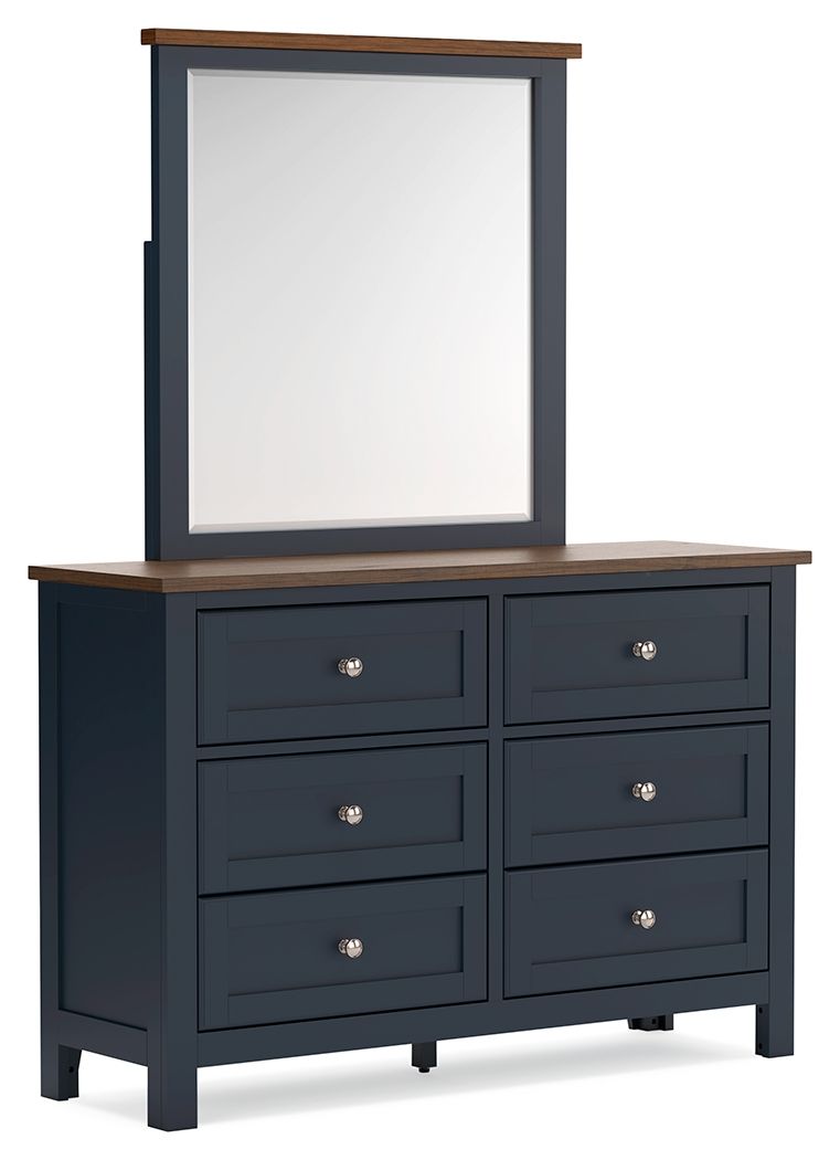 Landocken - Brown / Blue - Dresser and Mirror by Signature Design by Ashley® | Bel Furniture