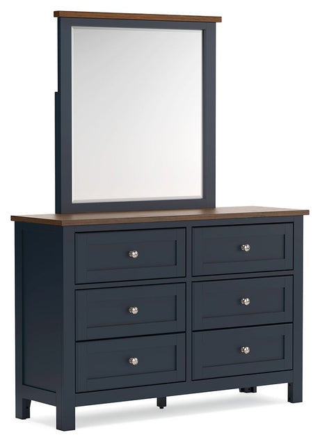 Landocken - Brown / Blue - Dresser and Mirror by Signature Design by Ashley® | Bel Furniture