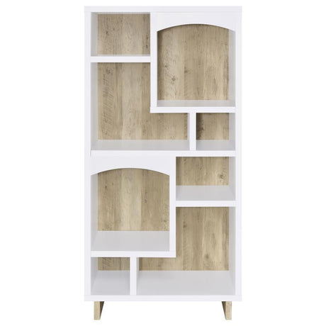 Dalton - 6-Shelf Bookcase - White And Distressed Pine by CoasterEveryday | Bel Furniture