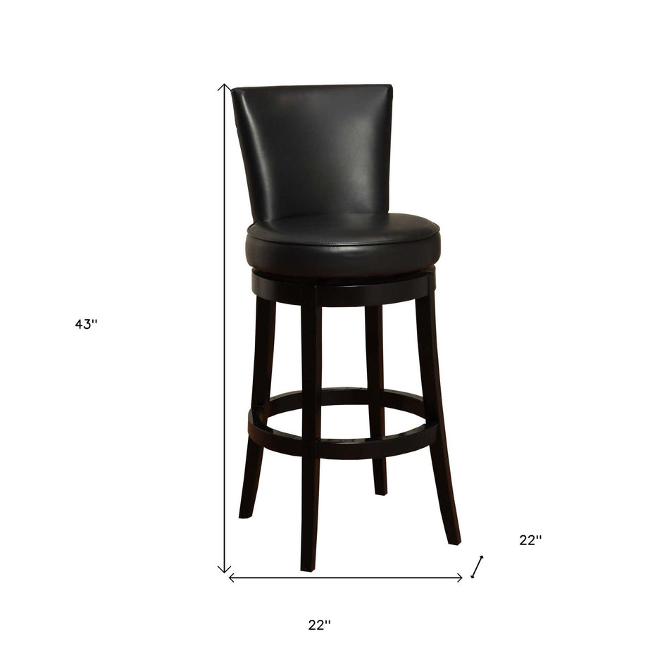 Solid Wood Swivel Bar Height Bar Chair - Black