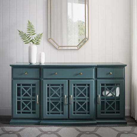 Classic Fretwork Detailed Glass Door Sideboard by Walker Edison | Bel Furniture