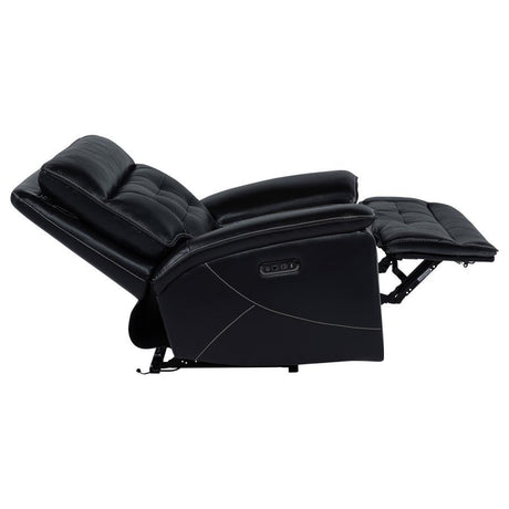 Hewitt - Leather Upholstered Dual Power Recliner Chair - Black