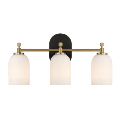 Meadows - 3 Lights Vanity Brush Bathroom Wall Light For Bathroom Over Mirror - Black / Gold / White by Ashcroft Furniture | Bel Furniture