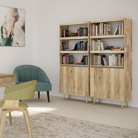 Jager - Bookshelf With Doors - Natural by Simpli-Home | Bel Furniture