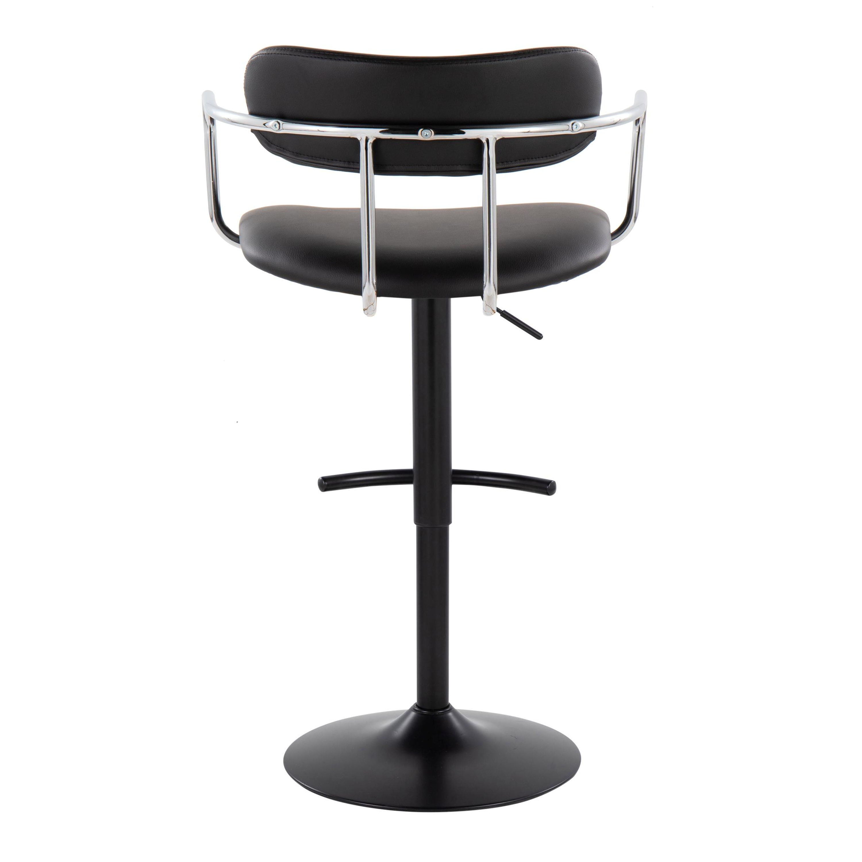 Demi - Contemporary Adjustable Height Barstool With Swivel With Rounded T Footrest (Set of 2)