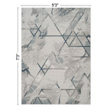 Geometrix - 5'3" X 7'3" Area Rug & Geometric, 3D Effect - Ivory / Gray