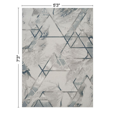 Geometrix - 5'3" X 7'3" Area Rug & Geometric, 3D Effect - Ivory / Gray