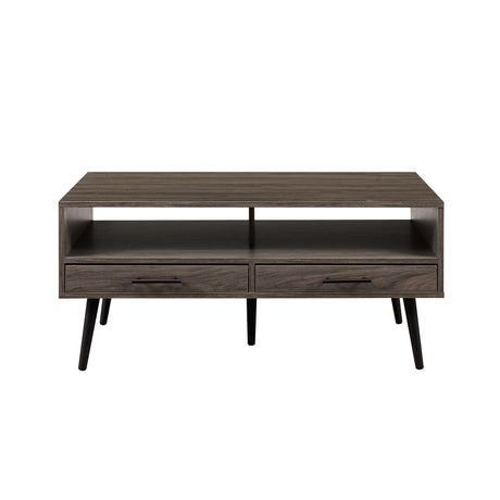 Contemporary 2 Drawer Low Coffee Table by Walker Edison | Bel Furniture