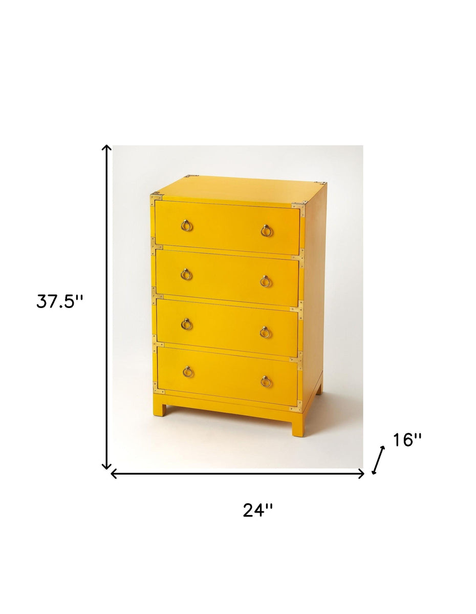 Four Drawer Dresser - Yellow Solid Wood