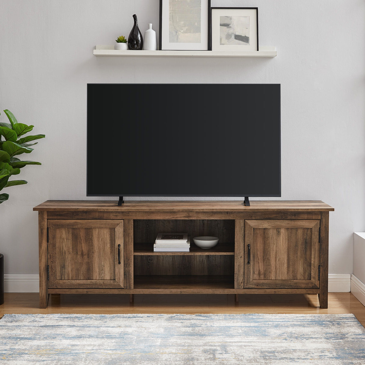 Modern Farmhouse 2 Door Grooved 70" TV Stand For 85" TVs by Walker Edison | Bel Furniture