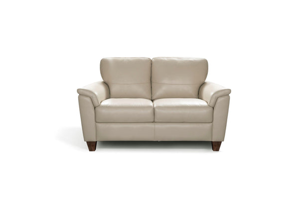 Leather Love Seat - Beige / Black