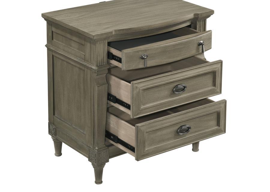 Alderwood - 3-Drawer Nightstand - French Gray