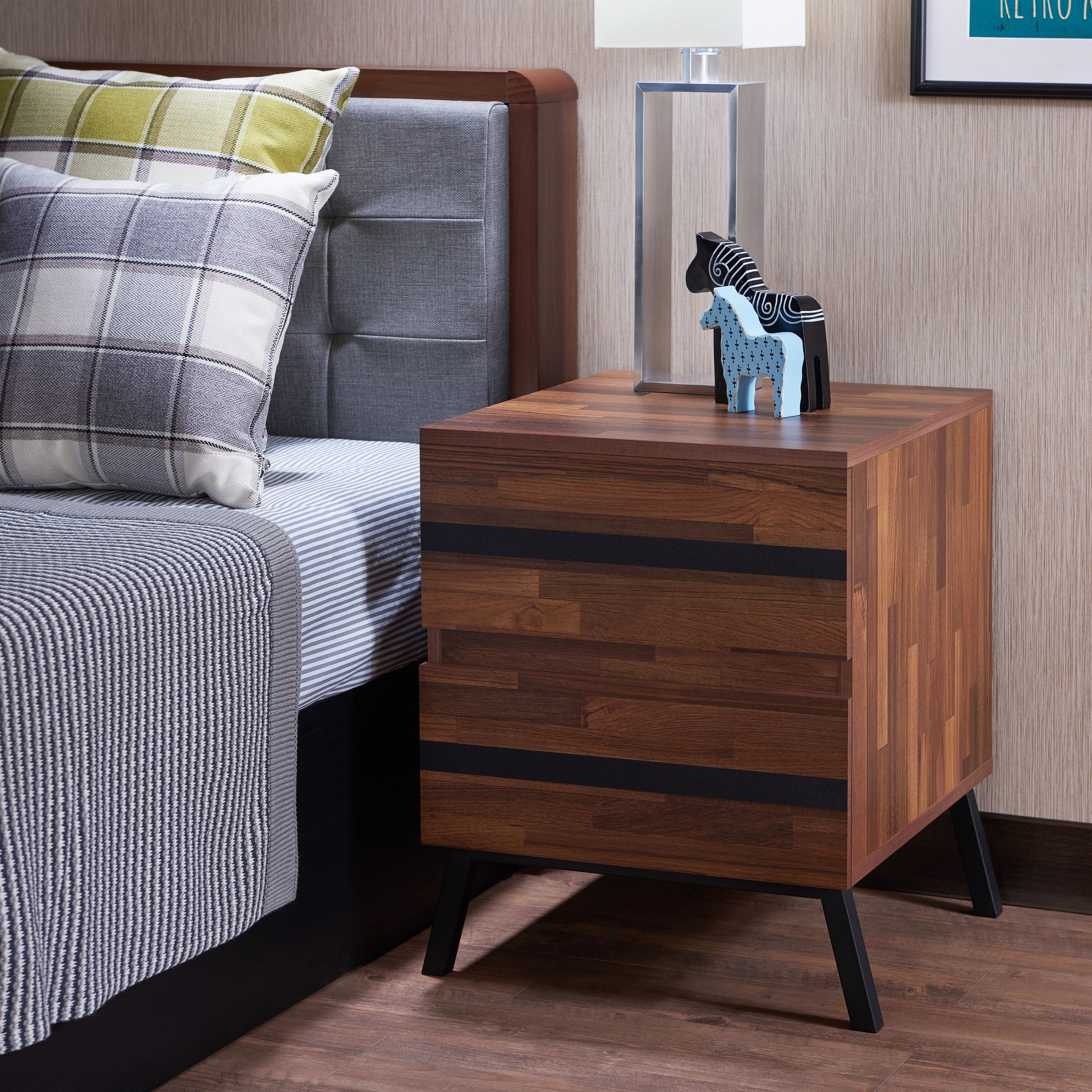 Karine - Accent Table - Black / Walnut