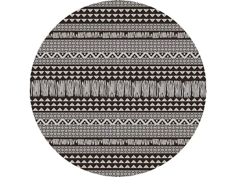 8' Machine Woven UV Treated Scandinavian Indoor / Outdoor Round Area Rug - Charcoal