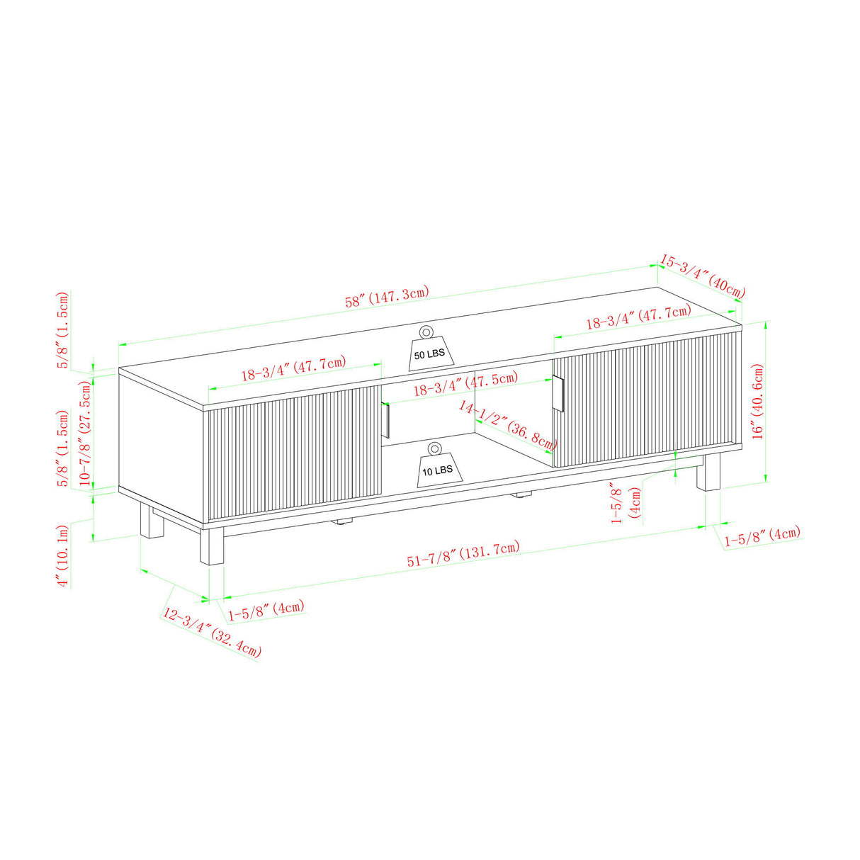Modern Fluted Door Minimalist TV Stand by Walker Edison | Bel Furniture