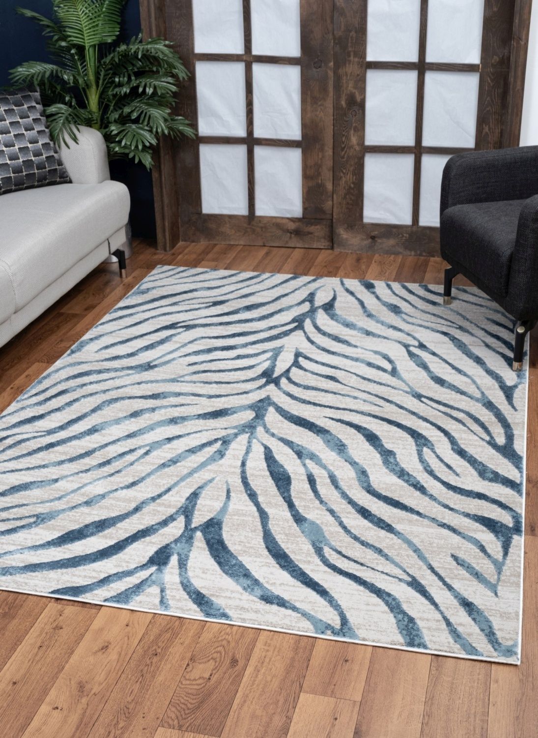 Elegance - 5'3" X 7'3" Polyester Area Rug - Blue by Icona Home Decor | Bel Furniture