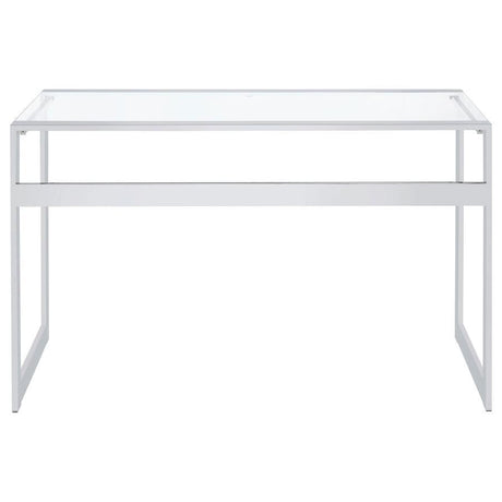 Hartford - Glass Top Writing Desk - Chrome by CoasterEssence | Bel Furniture