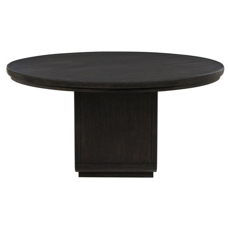 Leandro - 7 Piece Round Dining Table Set - Cream / Burnished Black